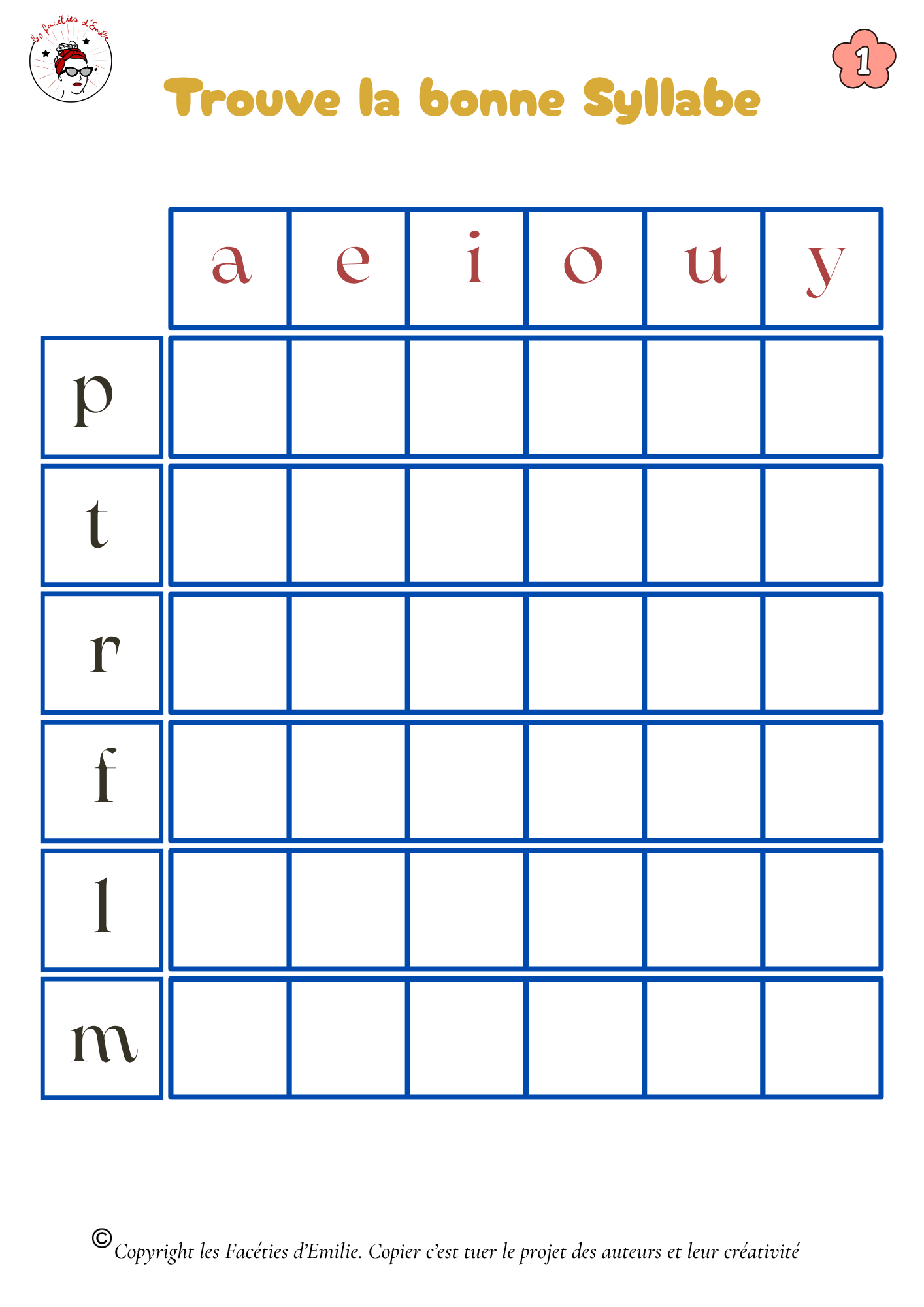 Tableaux à double entrée des syllabes