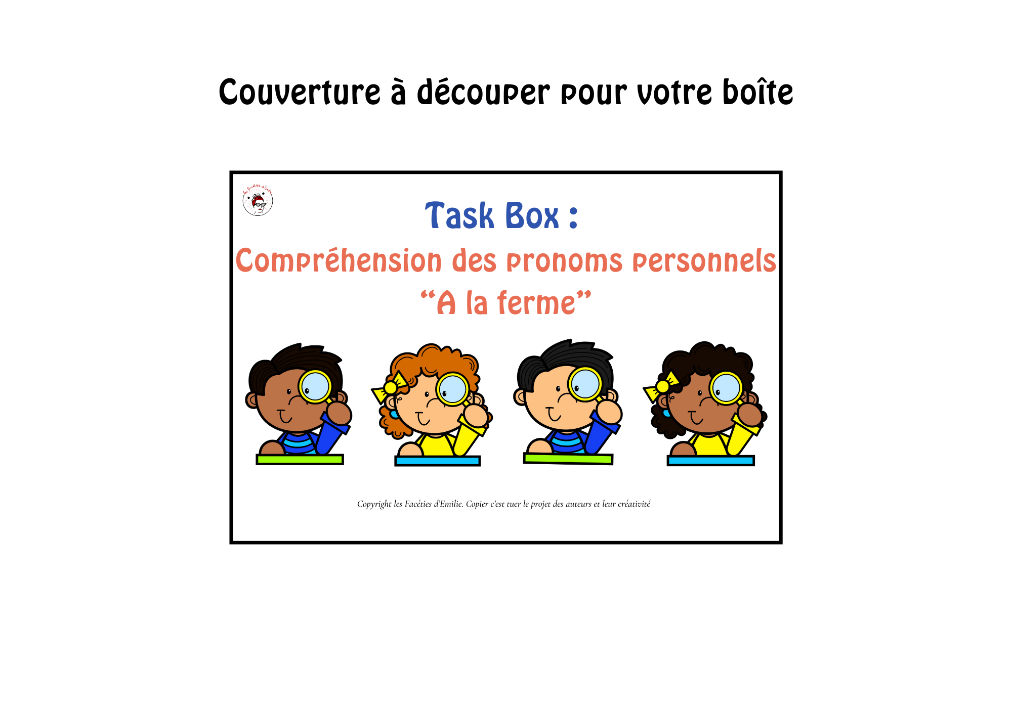 Task Box Lis et Construis Les pronoms personnels "A La Ferme"