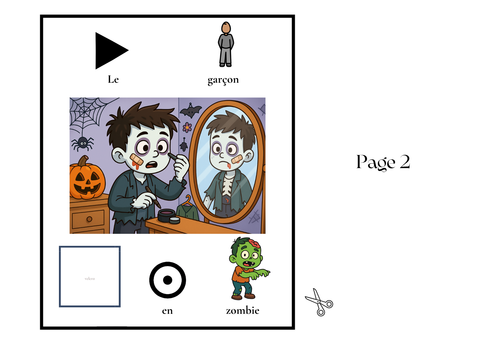 Livre Adapté en CAA, Verbe "se déguise" Thème Halloween
