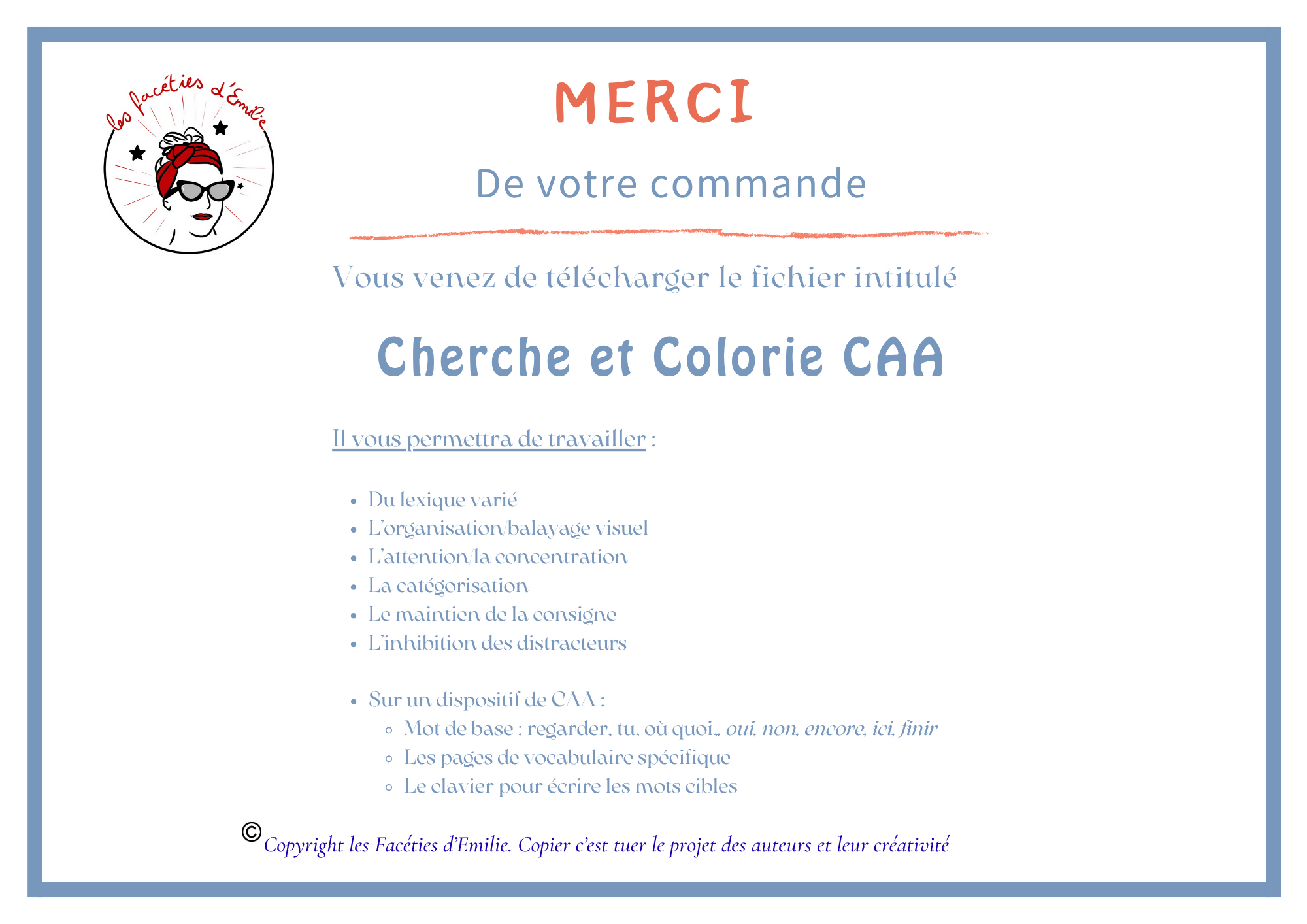 Cherche et Colorie, Activité CAA