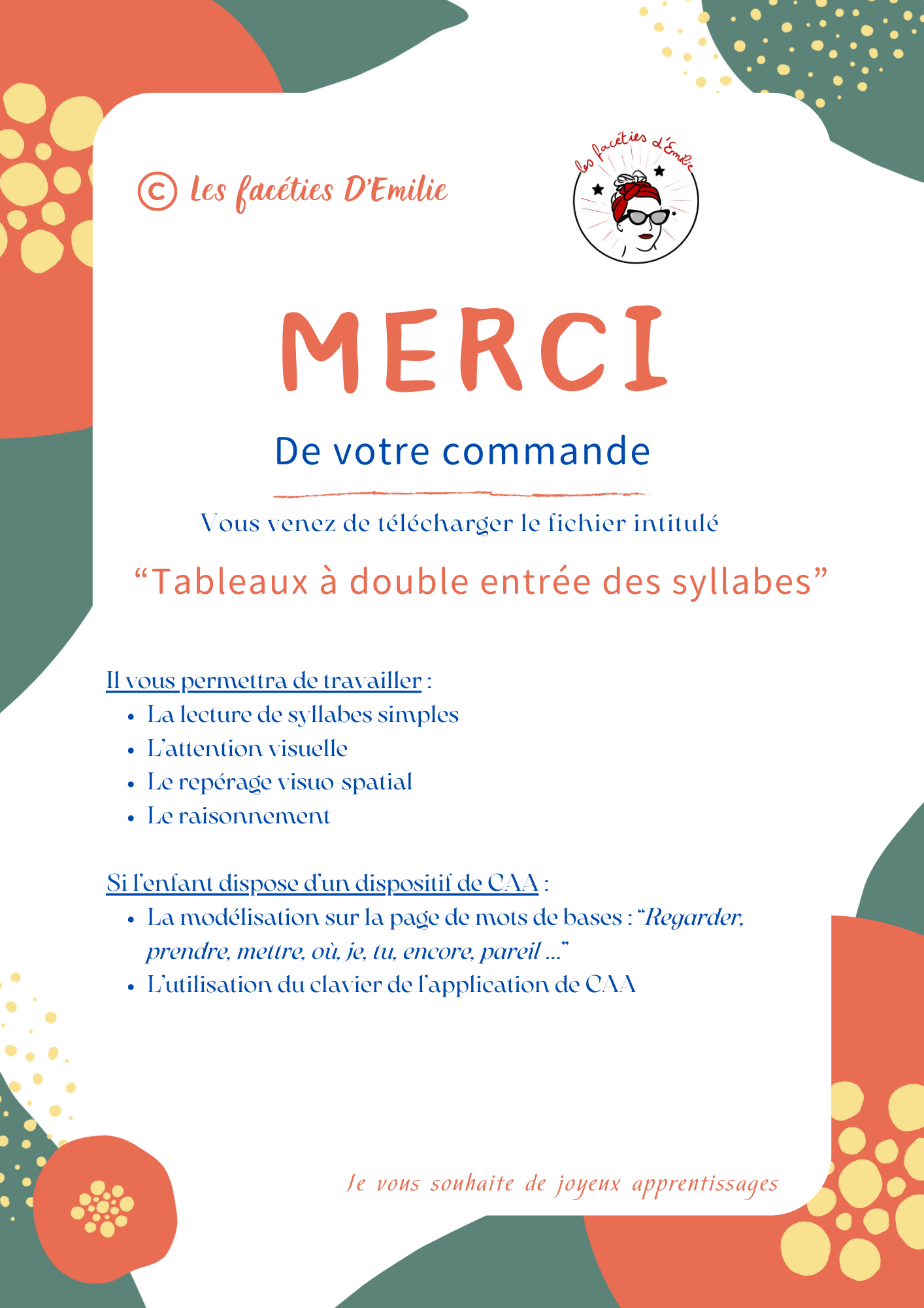 Tableaux à Double Entrée des Syllabes