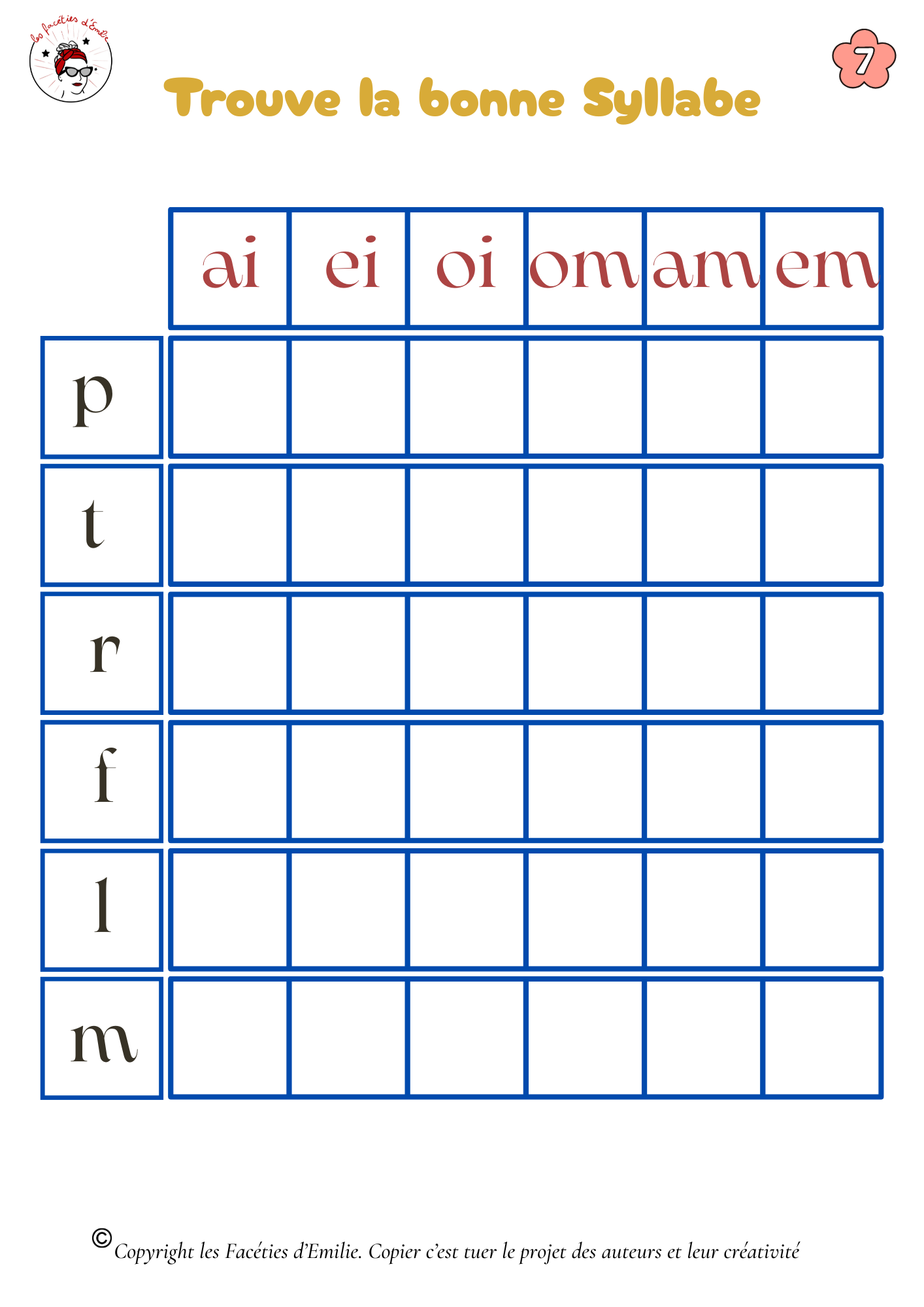 Tableaux à double entrée des syllabes