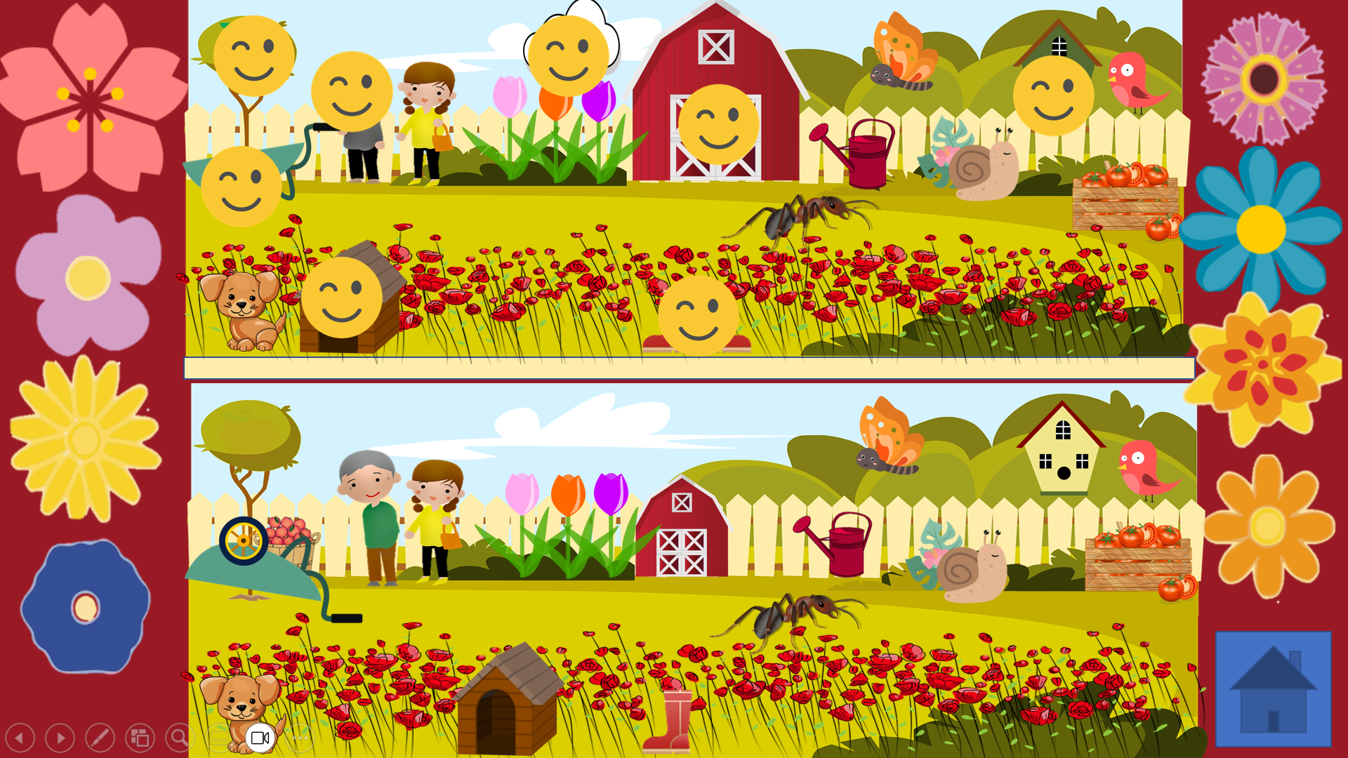 Bienvenue au jardin (différences, intrus, scènes à déplacer))
