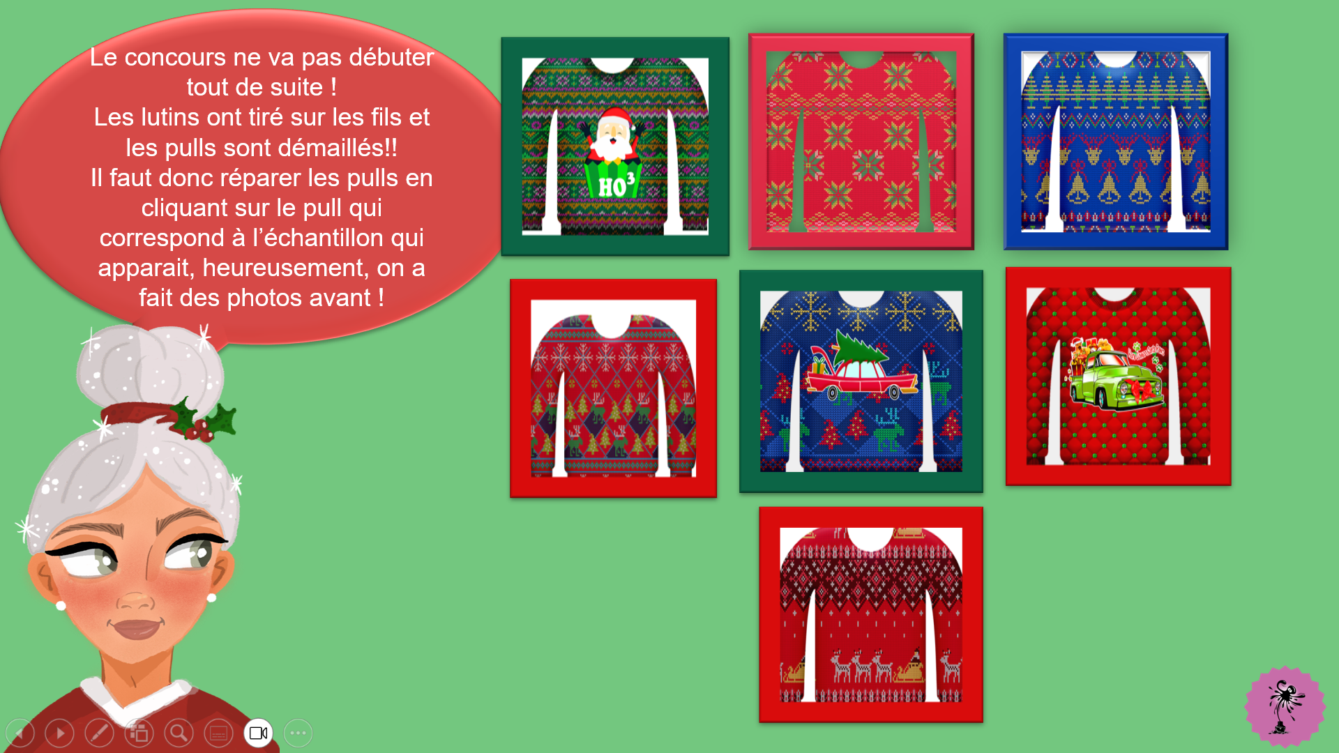Festival du pull moche de Noël (perception et discrimination visuelles)