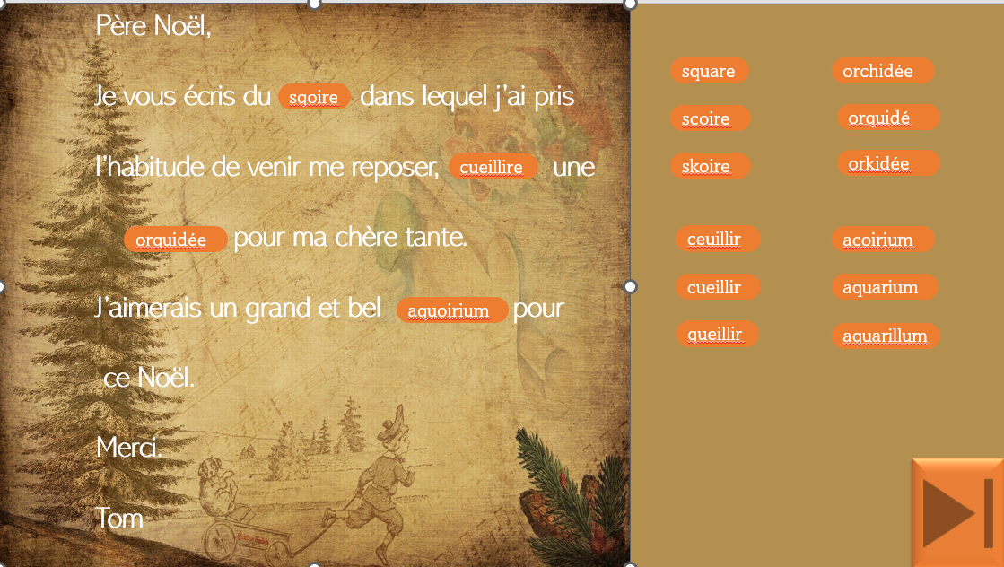 Lettres de Noël 1 (mots irréguliers)