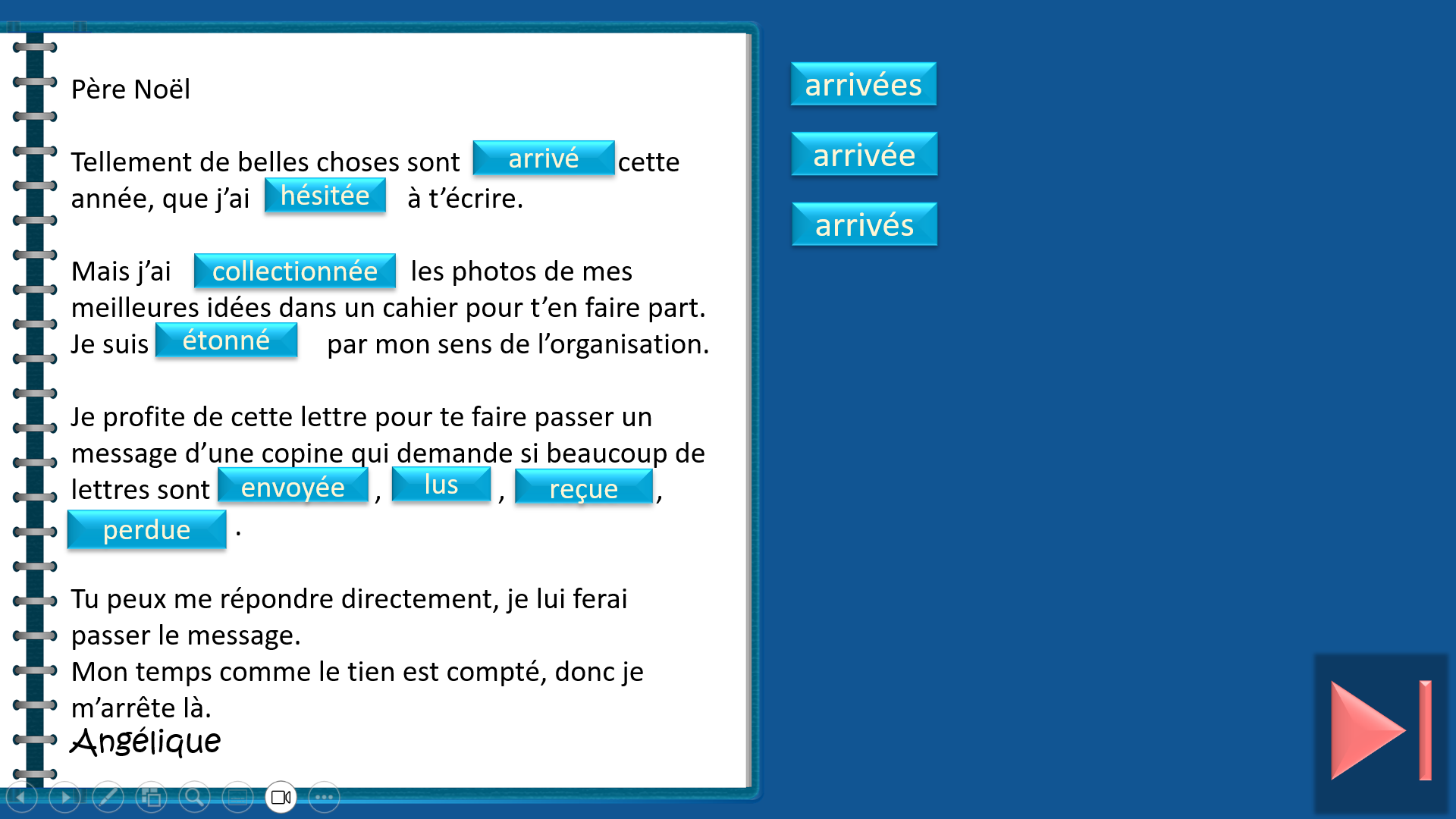 Lettres de Noël 2 (flexions verbales)