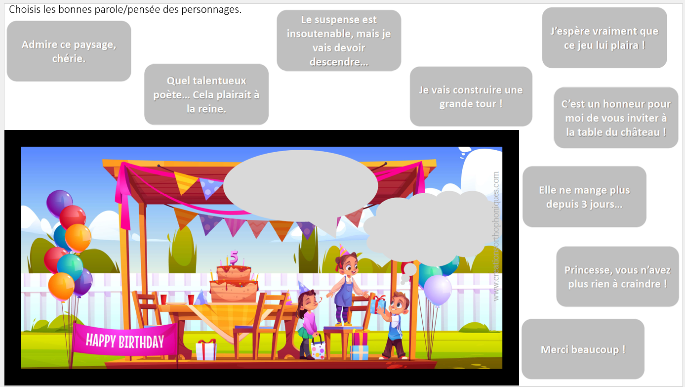 Dans ma bulle - adaptation en diaporama à choix multiple