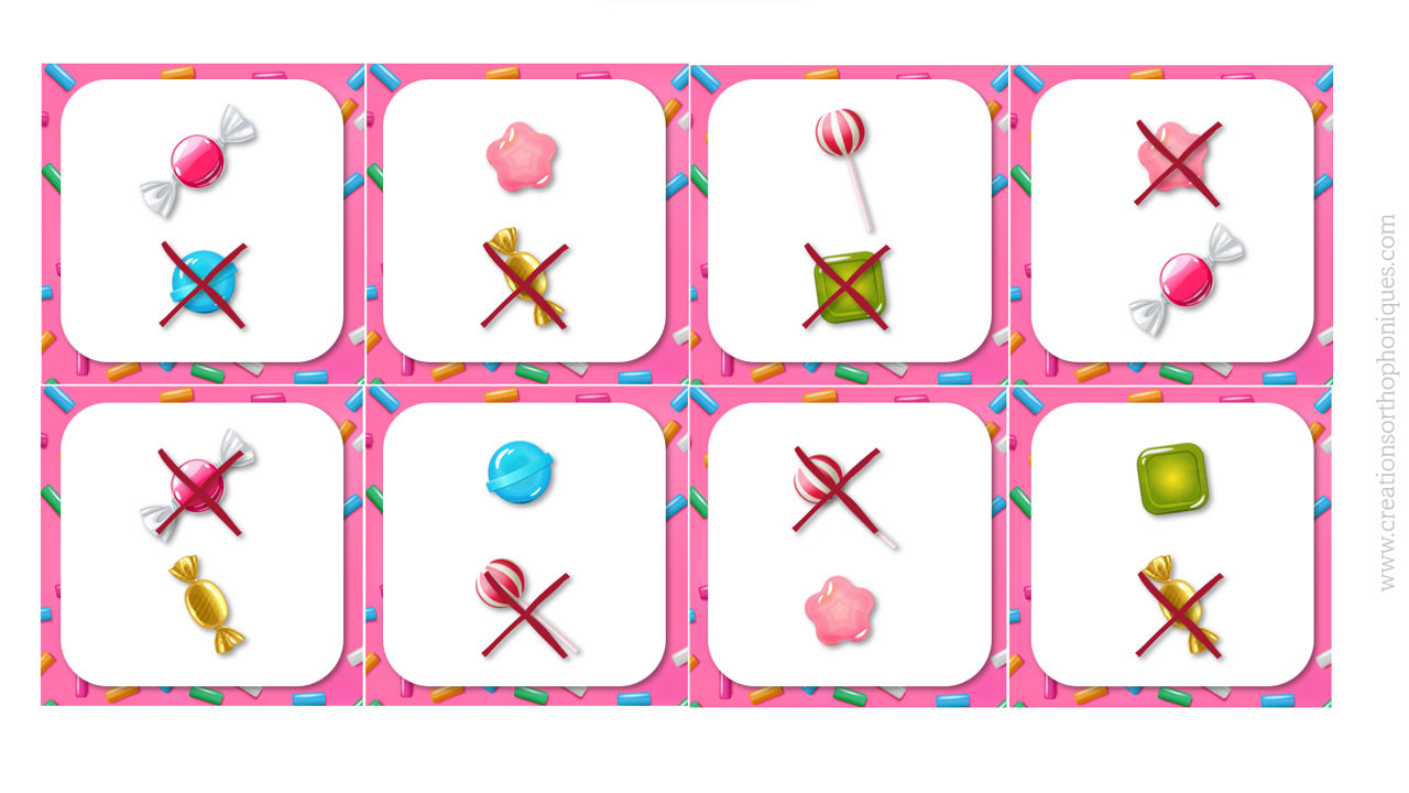 Jeu pour travailler les critères, le vocabulaire descriptif, sur le thème des bonbons