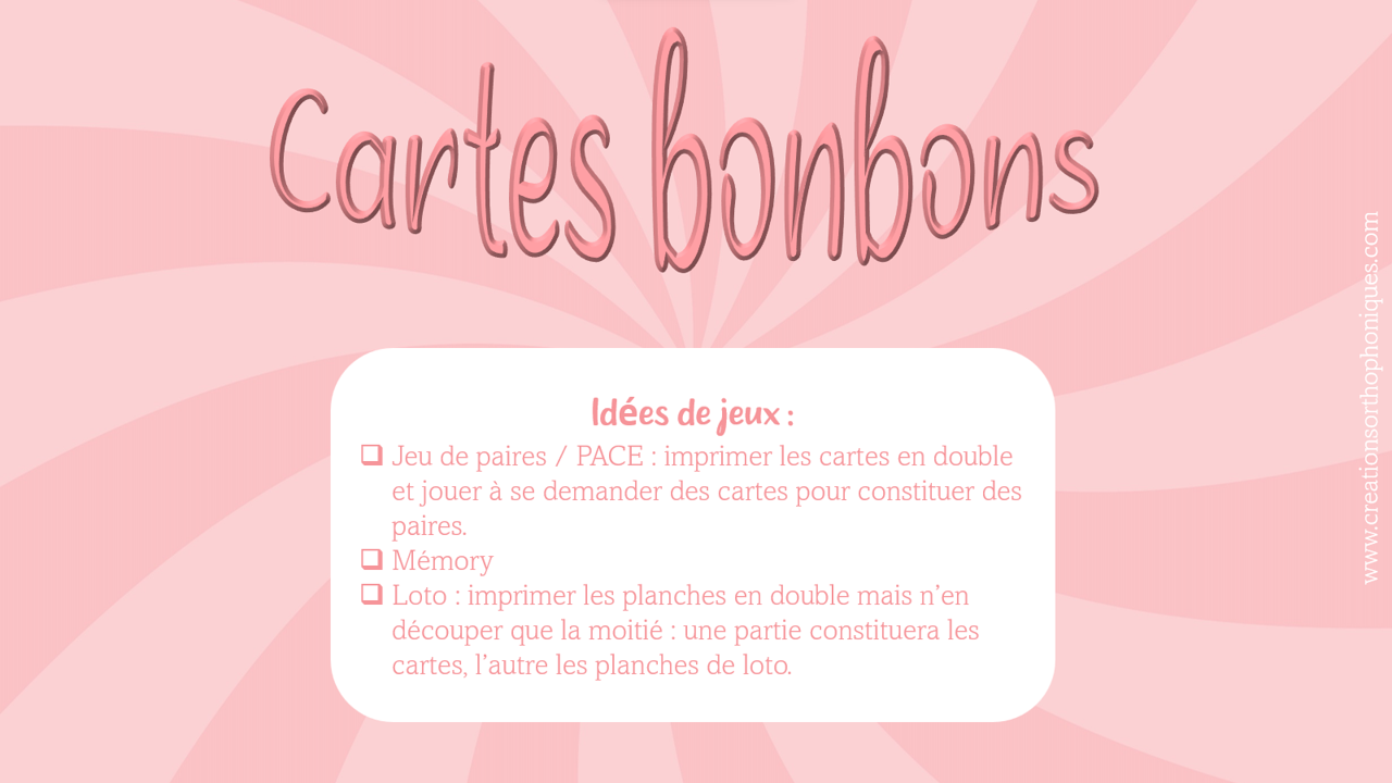 Jeu pour travailler les critères, le vocabulaire descriptif, sur le thème des bonbons