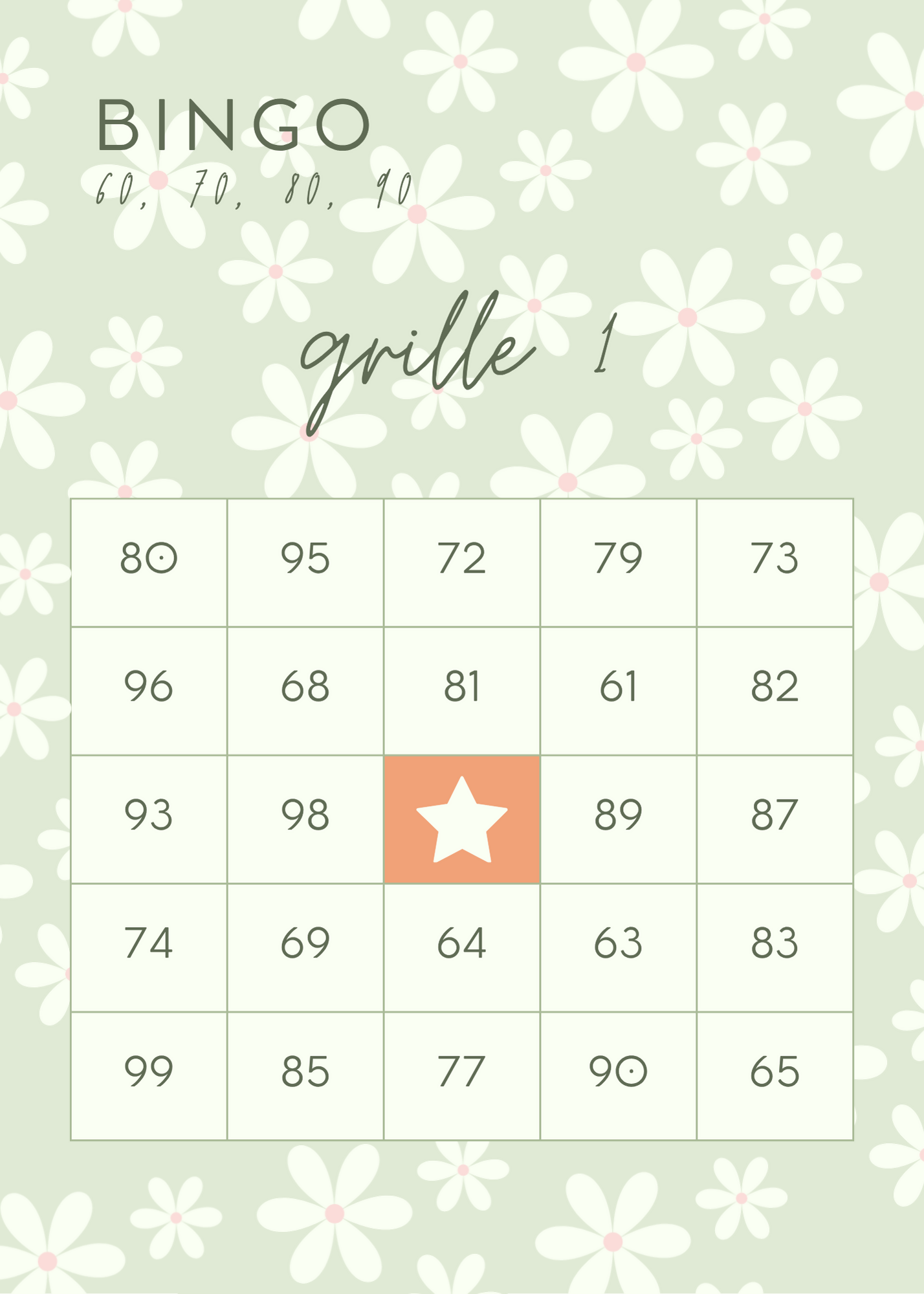 Bingo 60, 70, 80, 90