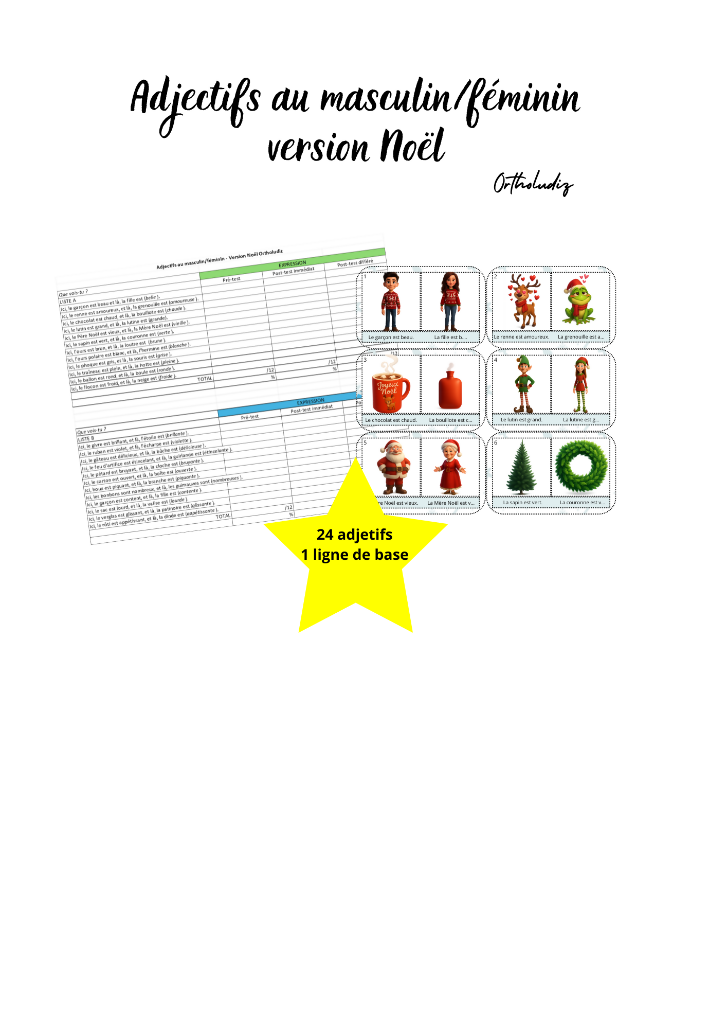 Adjectifs au masculin/féminin version Noël