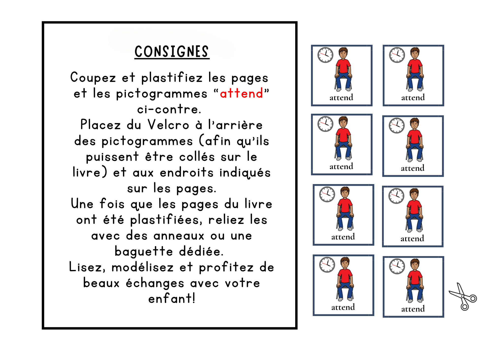 Livre adapté en CAA Mot de Base "Attendre"