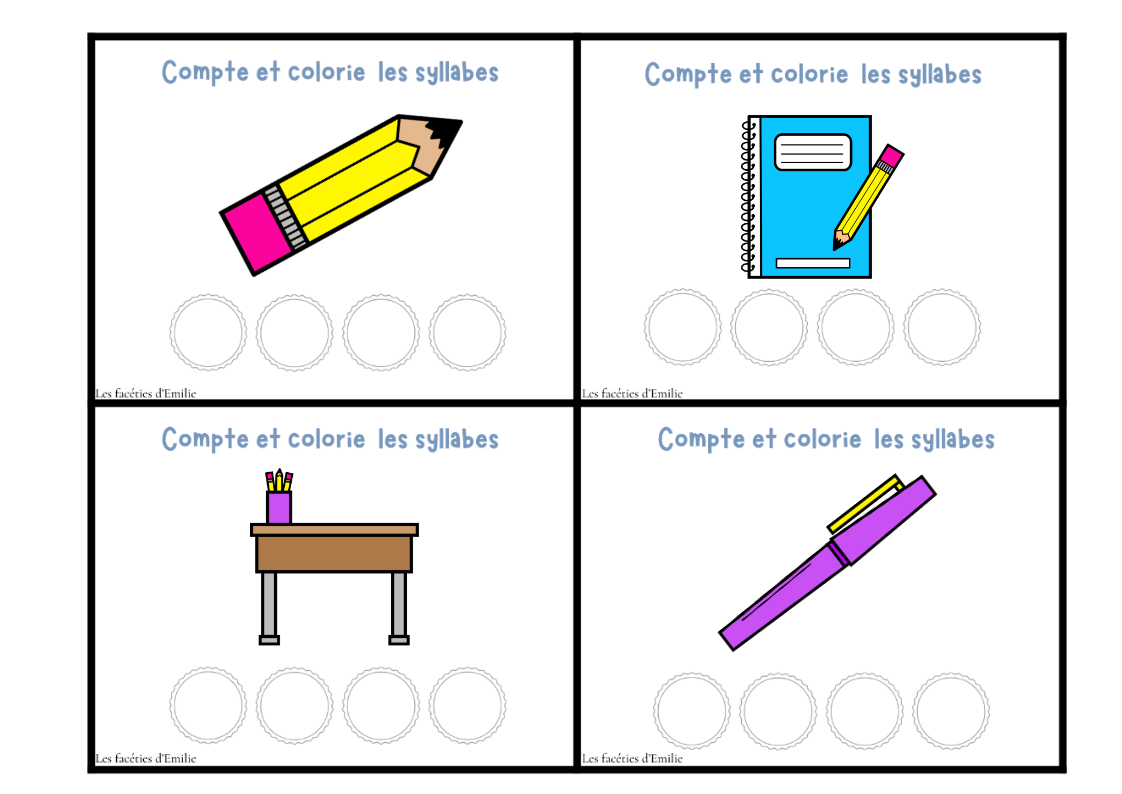 Phonologie : Task Box Compter et Colorier les Syllabes