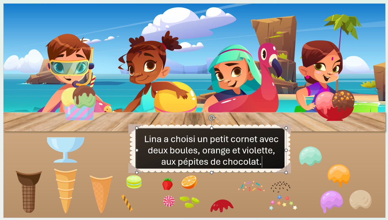 Scènes à compléter : qui veut une glace ?