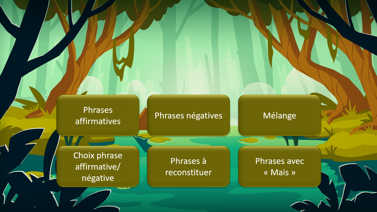 Sur le chemin des phrases - Affirmatives / négatives dans la jungle