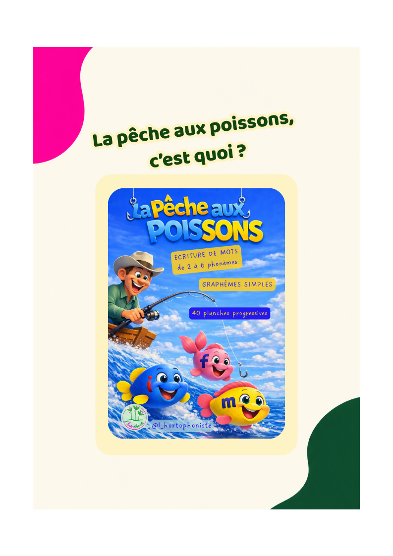La pêche aux poisSONS - le livret, les poissons aimantés, la boîte et la canne à pêche