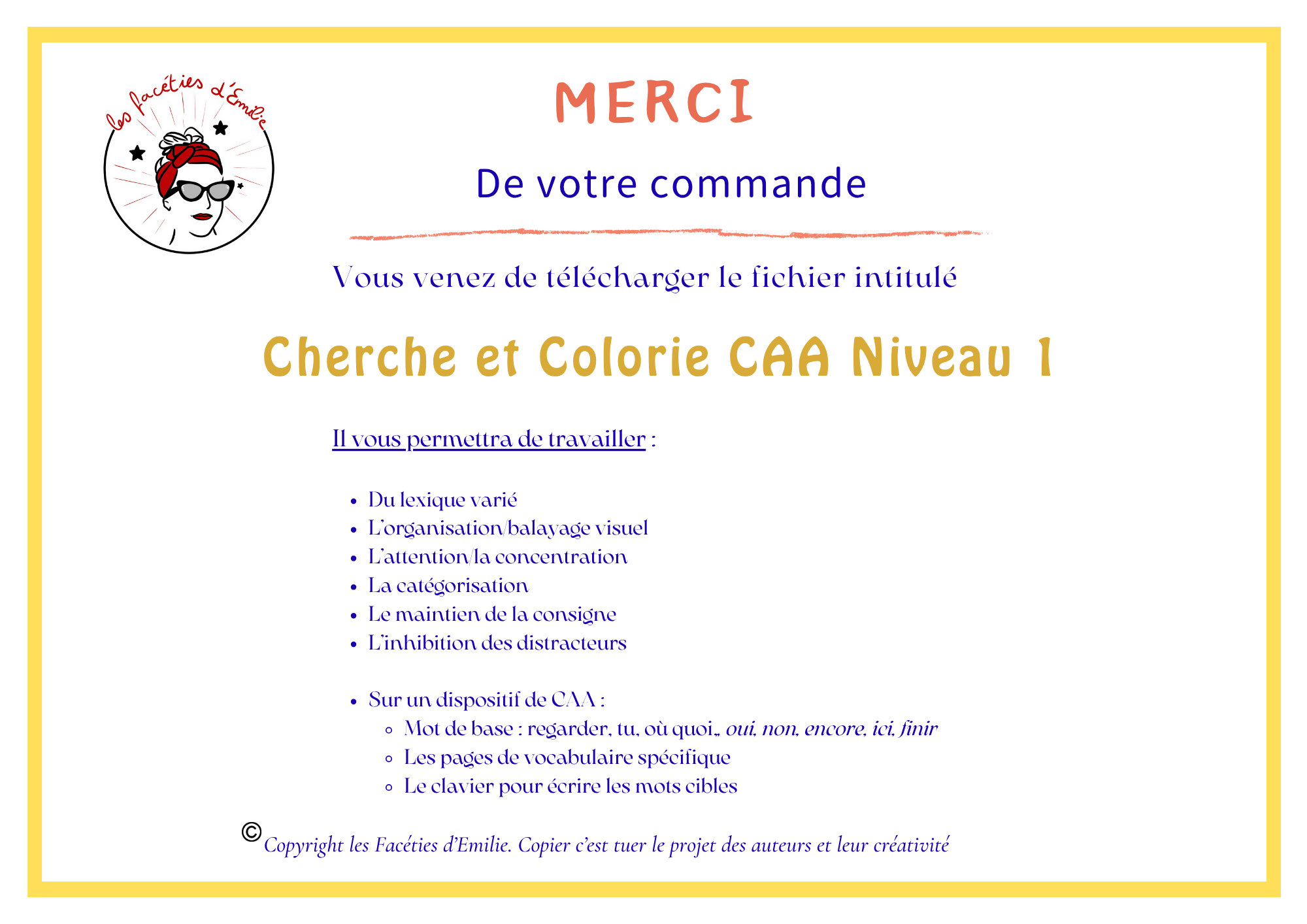 Cherche et Colorie CAA Niveau 1