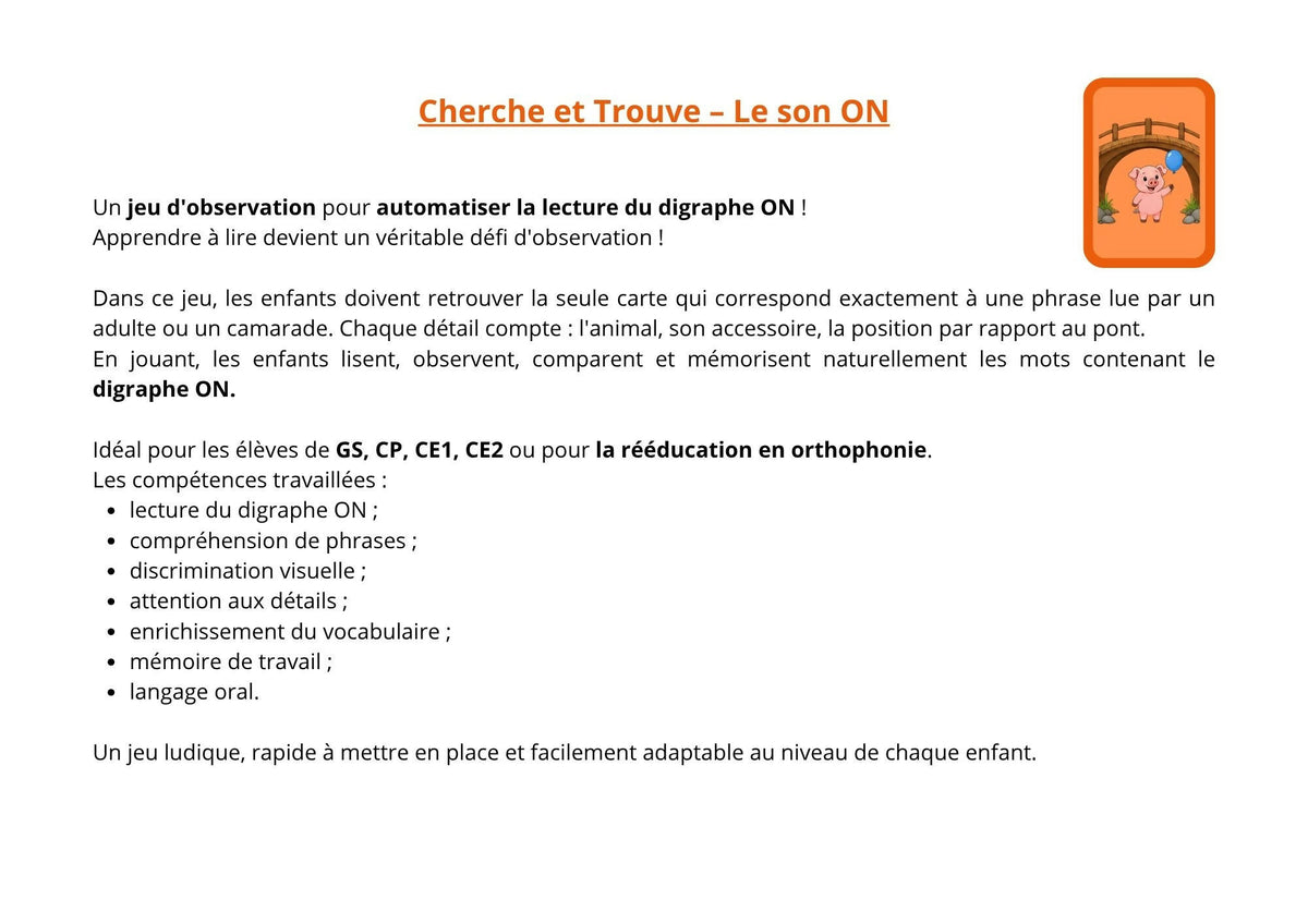 Cherche et trouve du digraphe "on"