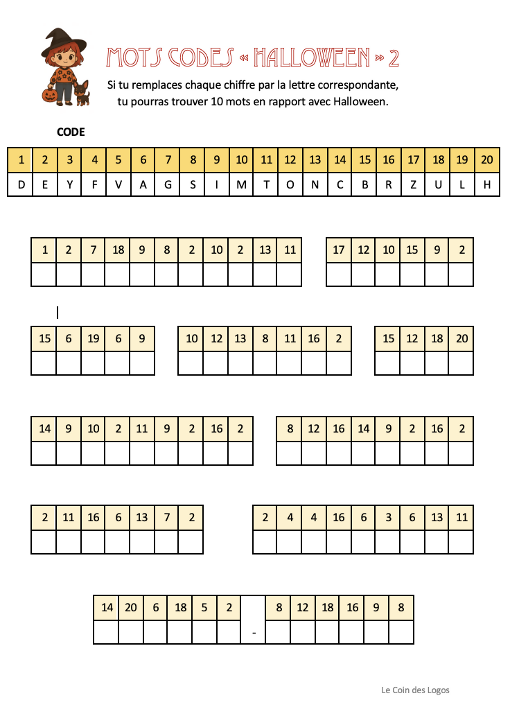 Mots Codés Halloween 2