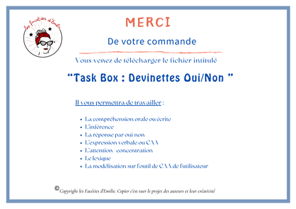 Task Box Devinettes Oui/ Non