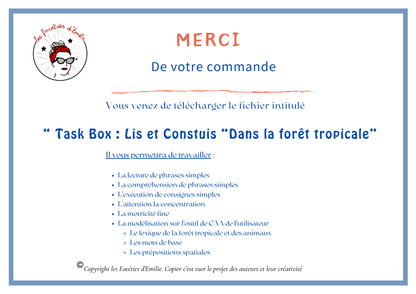 Task Box Lis et Construis &quot;La forêt tropicale&quot;