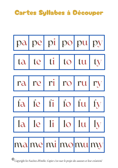 Tableaux à double entrée des syllabes