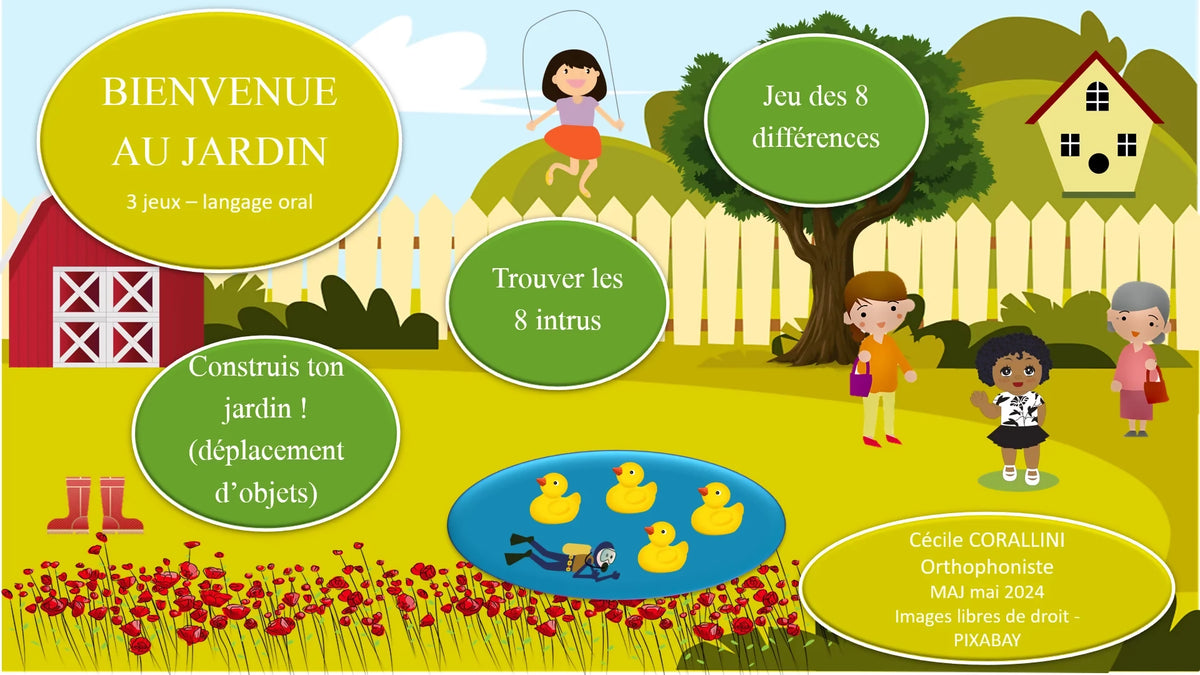 Bienvenue au jardin (différences, intrus, scènes à déplacer))