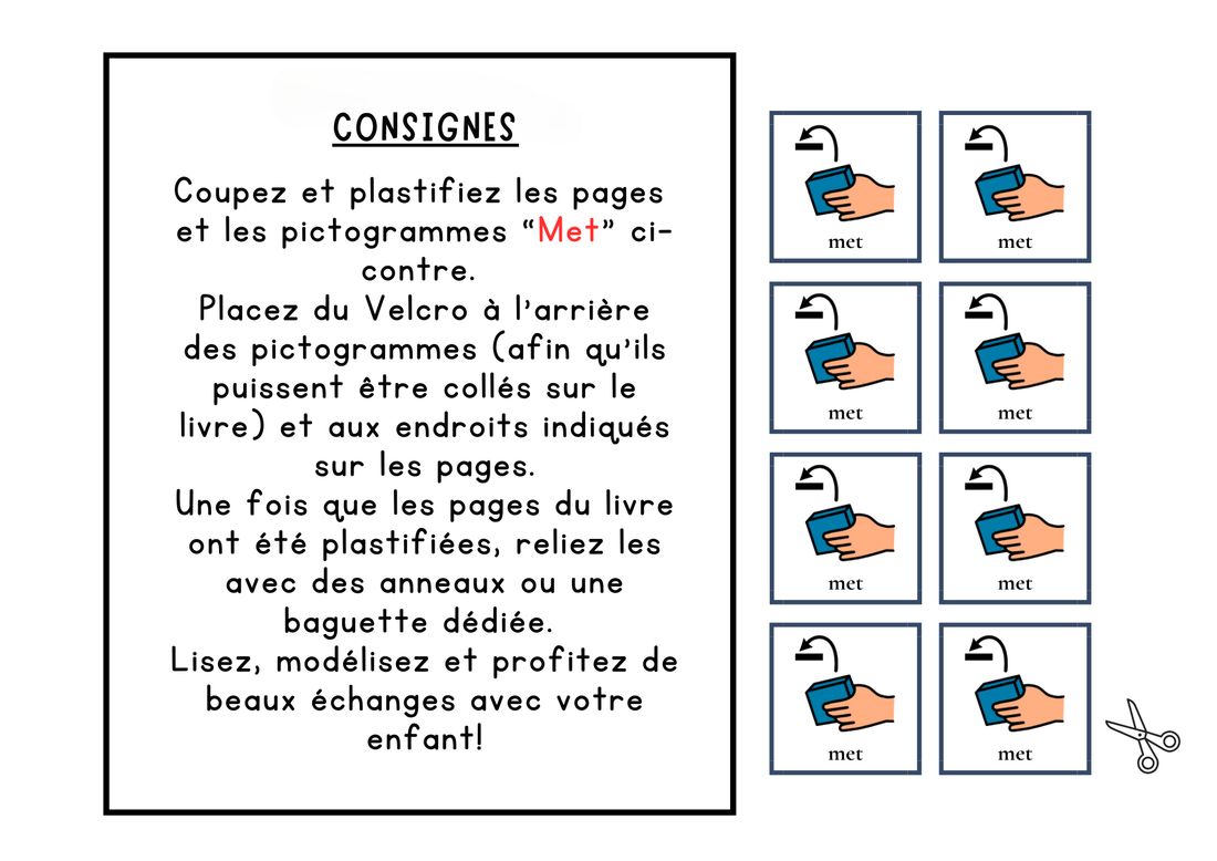 Livres adaptés en CAA Mot de Base &quot;Mettre&quot;