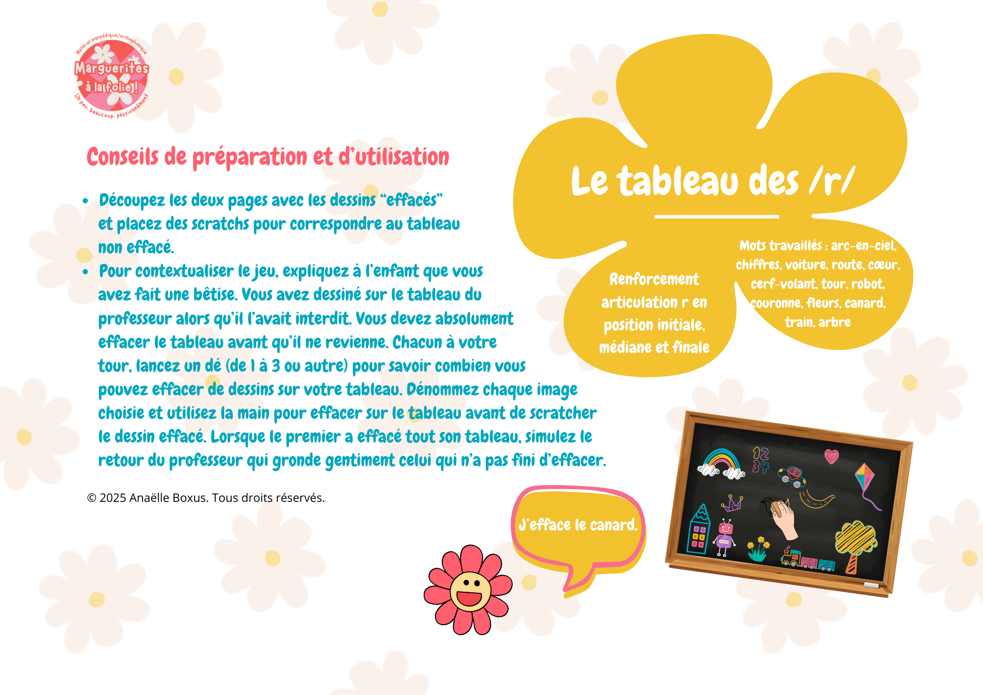 Le tableau des R