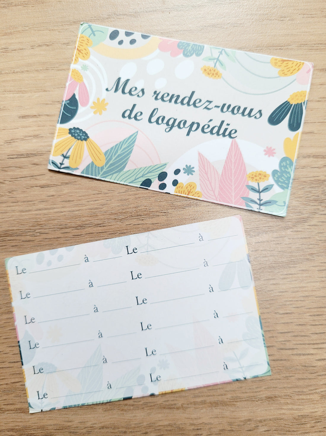 Cartes &quot;Mes rdv de logopédie&quot;