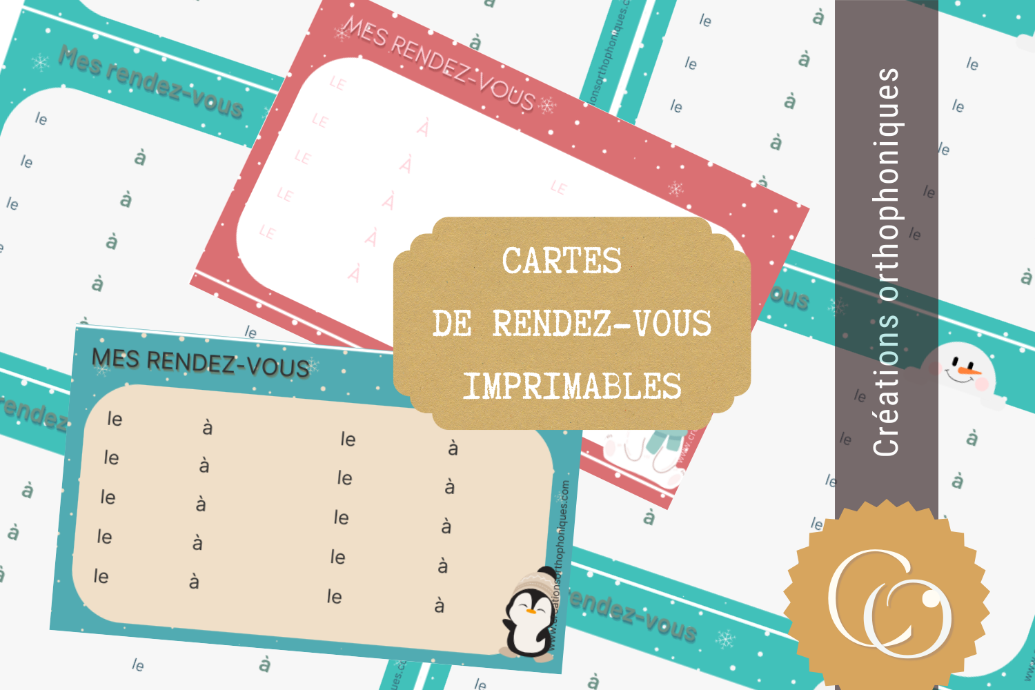 Cartes de RDV à imprimer - thème hiver