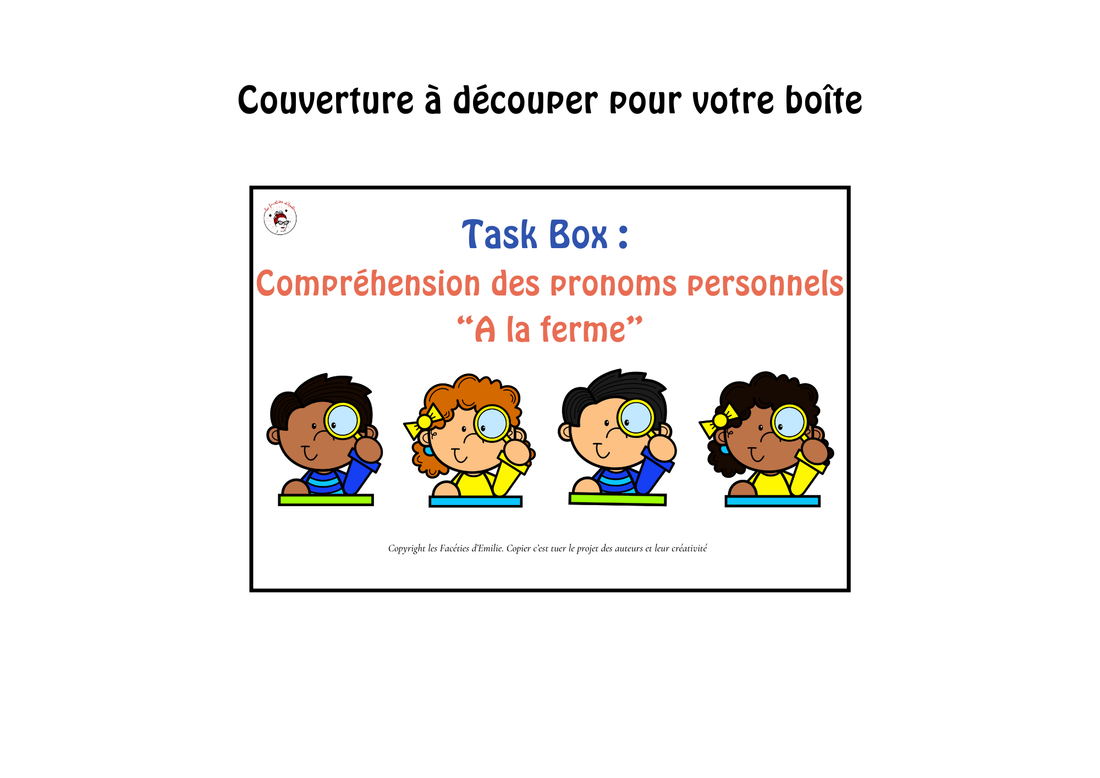 Task Box Lis et Construis Les pronoms personnels &quot;A La Ferme&quot;