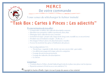 Cartes à Pince des Adjectifs