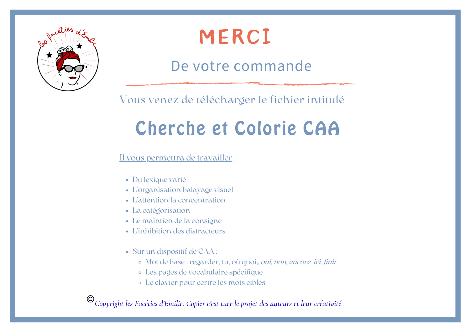 Cherche et Colorie, Activité CAA