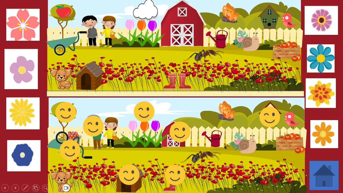 Bienvenue au jardin (différences, intrus, scènes à déplacer))