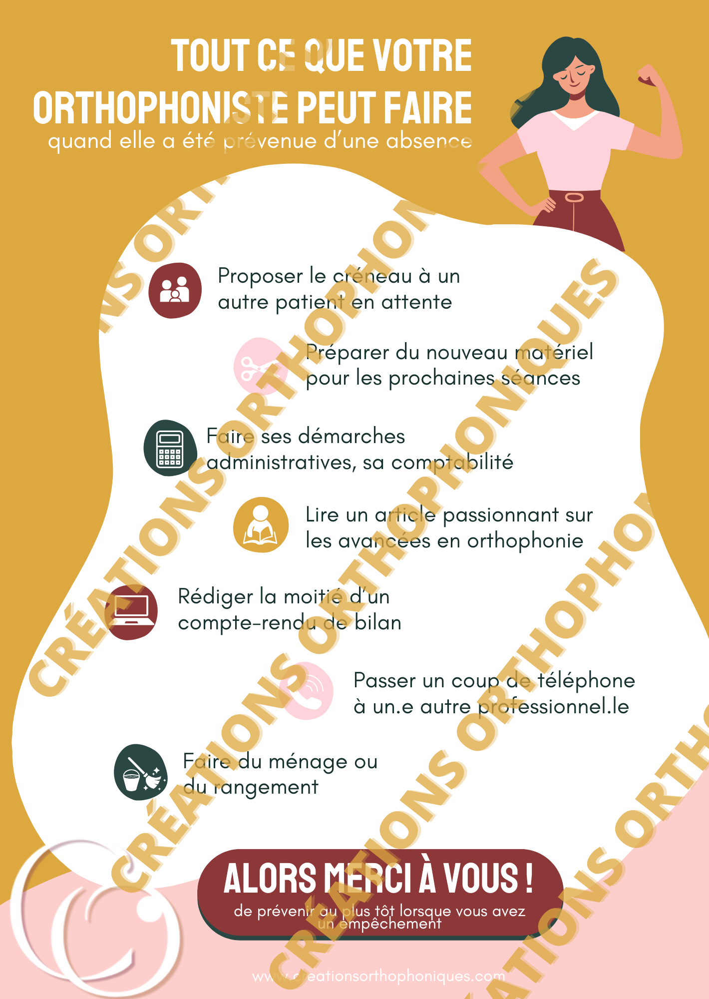 Affiche pour sensibiliser la patientÃ¨le en orthophonie aux absences non prÃ©venues