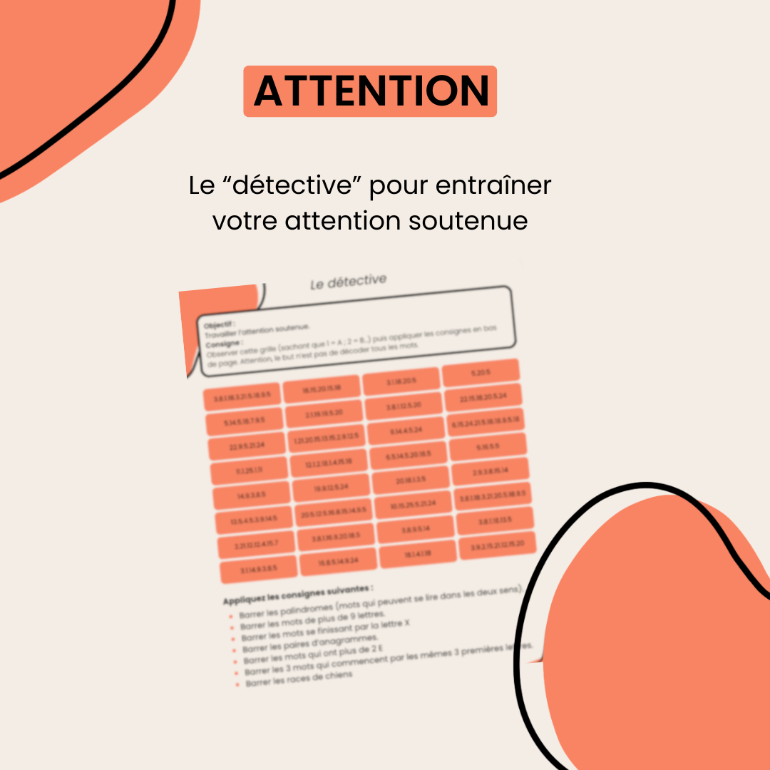 Le détective - Attention soutenue (1 fiche)