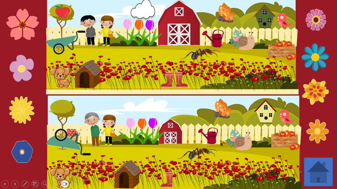 Bienvenue au jardin (différences, intrus, scènes à déplacer))