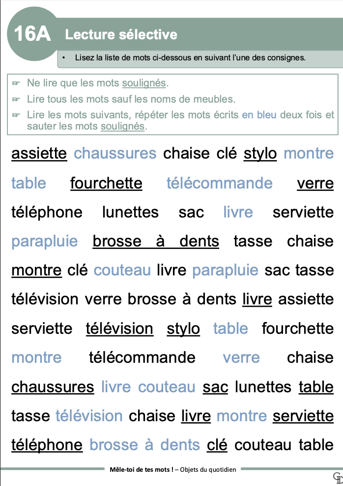 Mêle-toi de tes mots — Objets du quotidien – Mon Marché Ortho