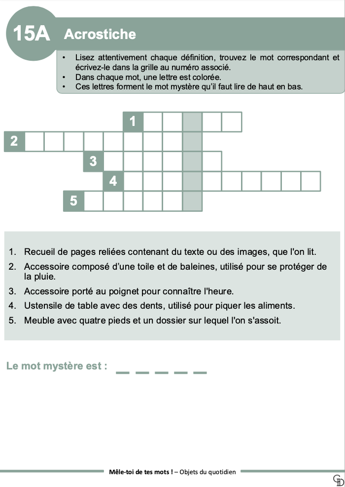 [ÉCHANTILLON OFFERT] Mêle-toi de tes mots ! — Objets du quotidien
