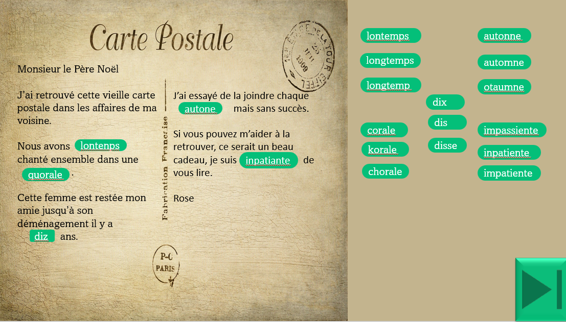 Lettres de Noël 1 (mots irréguliers)