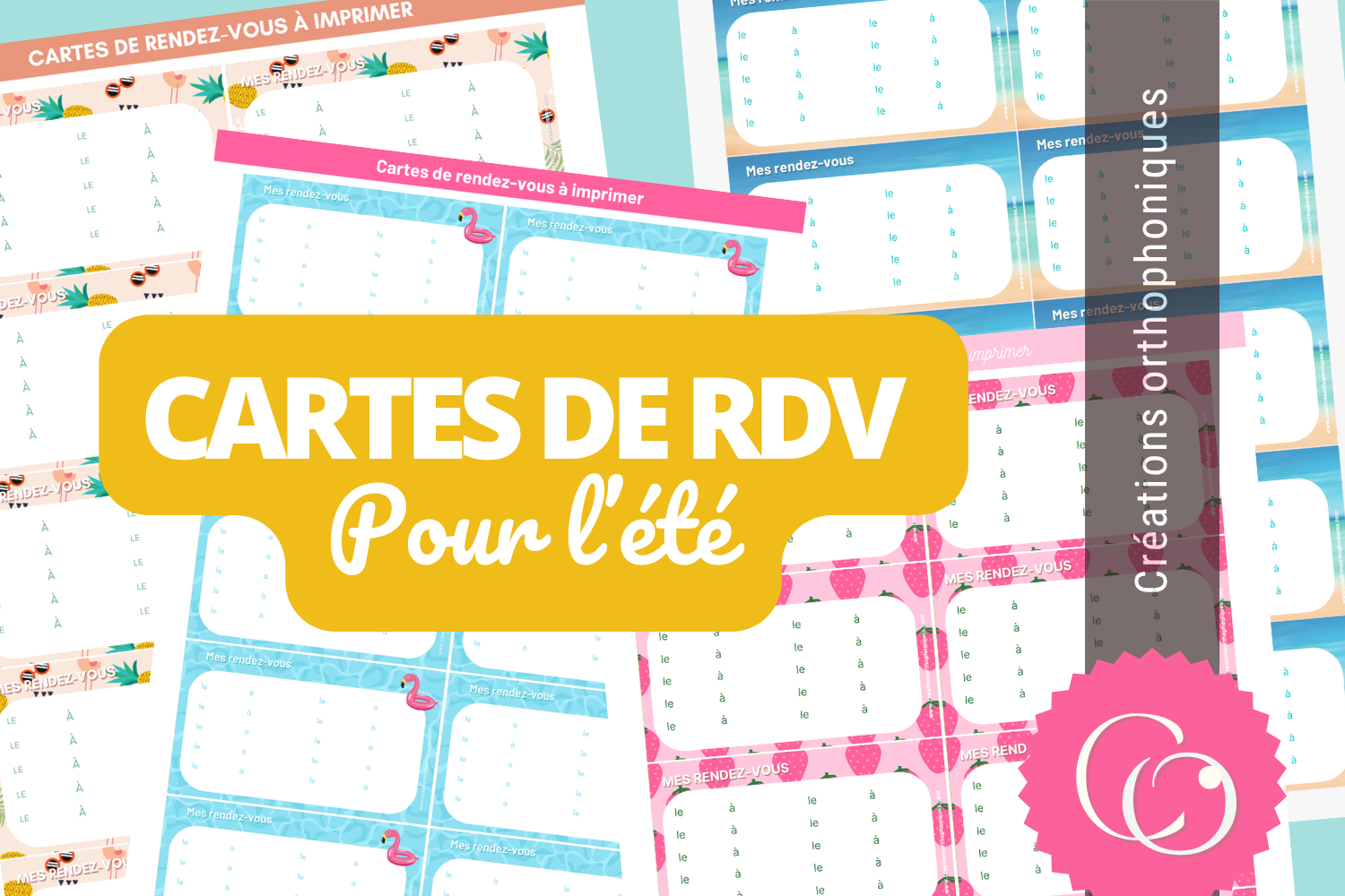 Cartes de RDV à imprimer - thème été
