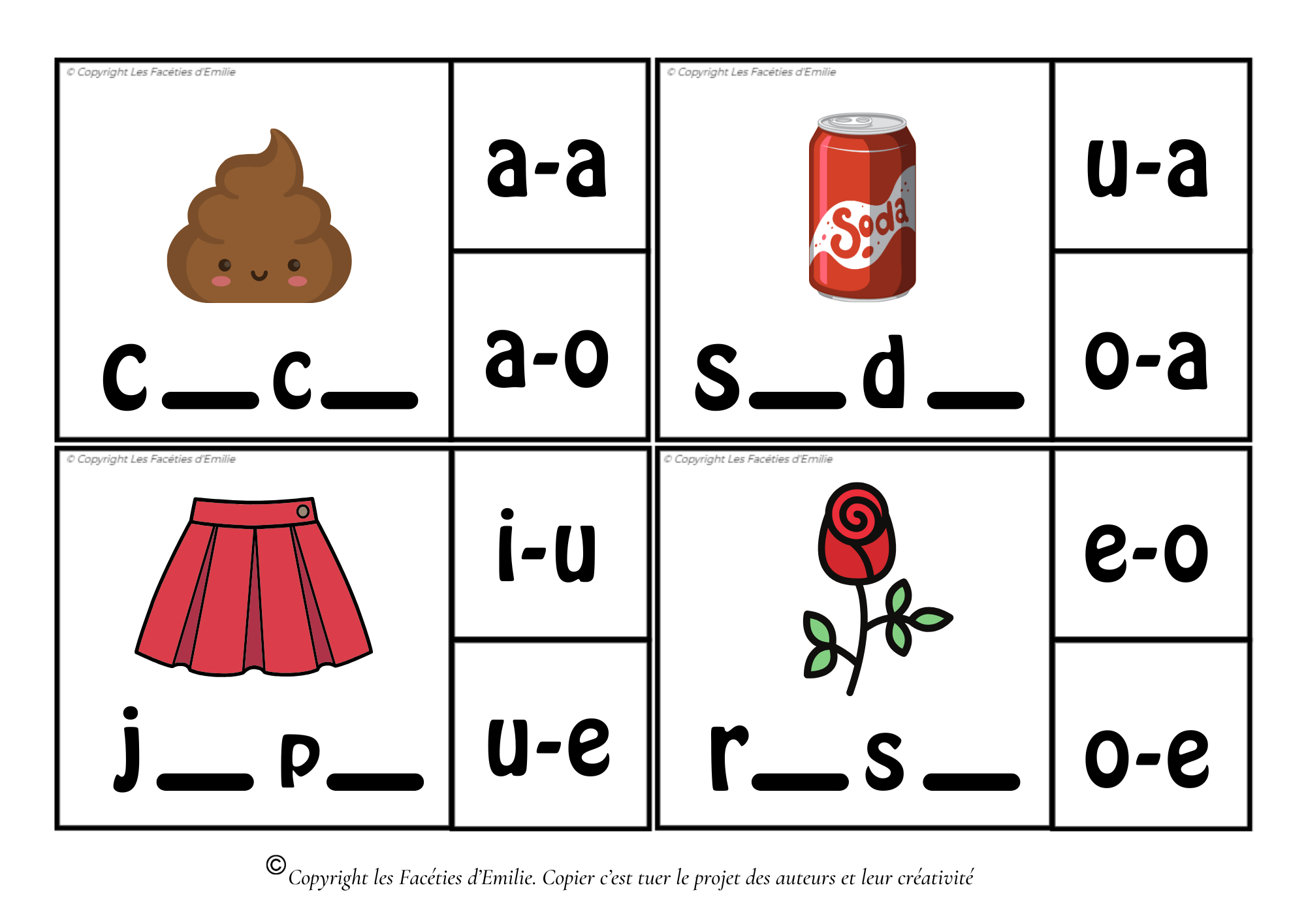Carte à pince des sons voyelles + sous main en CAA