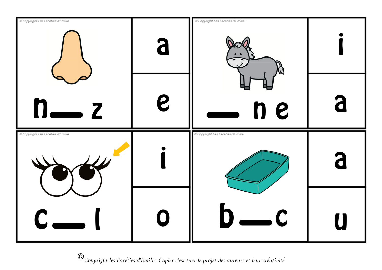Carte à pince des sons voyelles + sous main en CAA