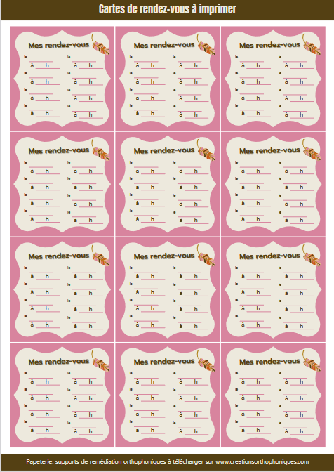 Cartes de RDV à imprimer