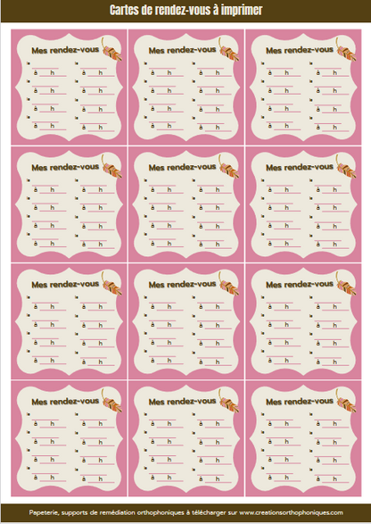 Cartes de RDV à imprimer