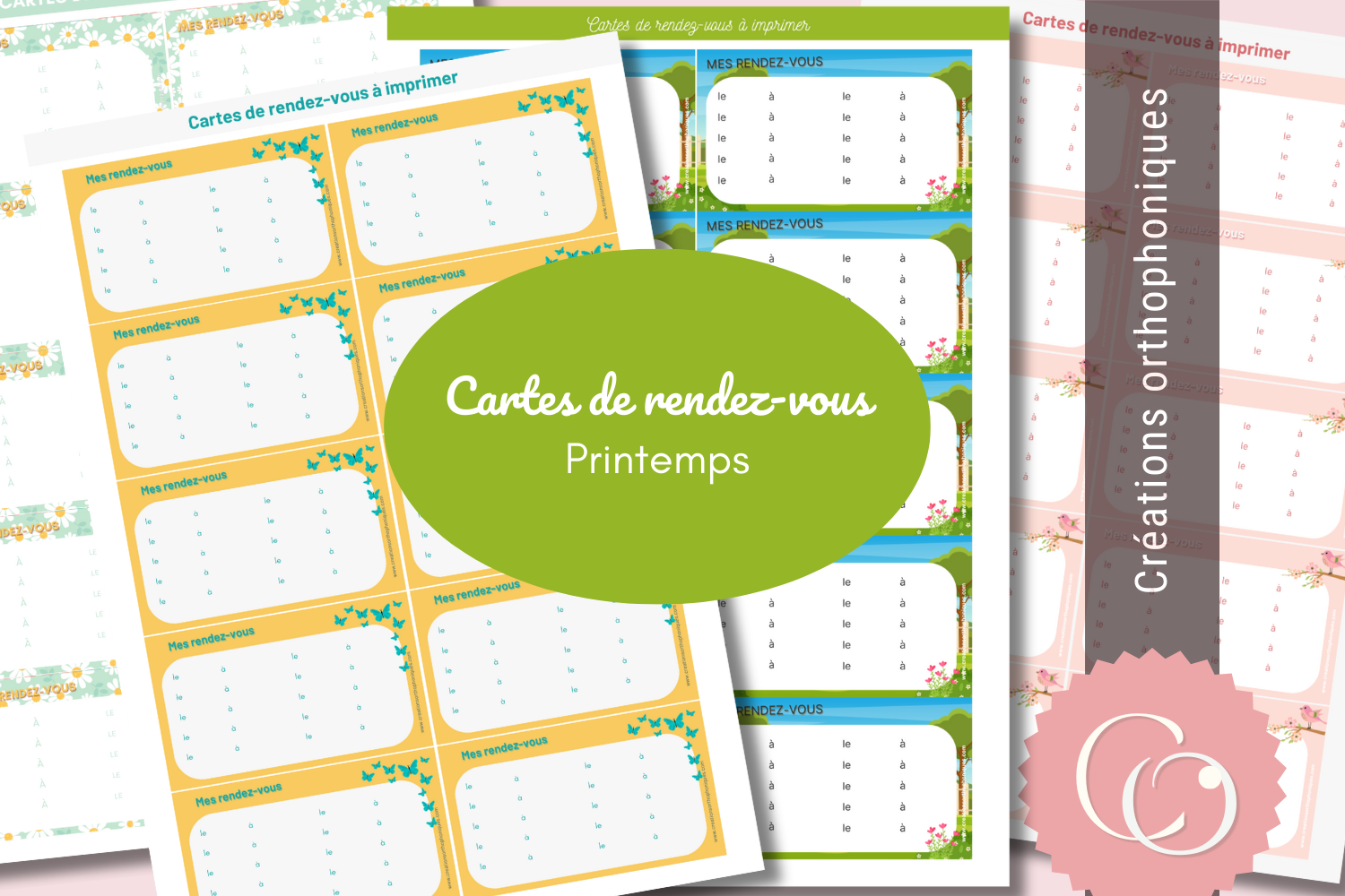 cartes de rendez-vous Ã  imprimer et Ã  donner aux patients pour inscrire les dates et heures des prochaines sÃ©ances