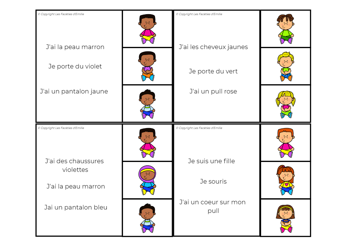 Cartes à Pince compréhension de phrase simple + CAA