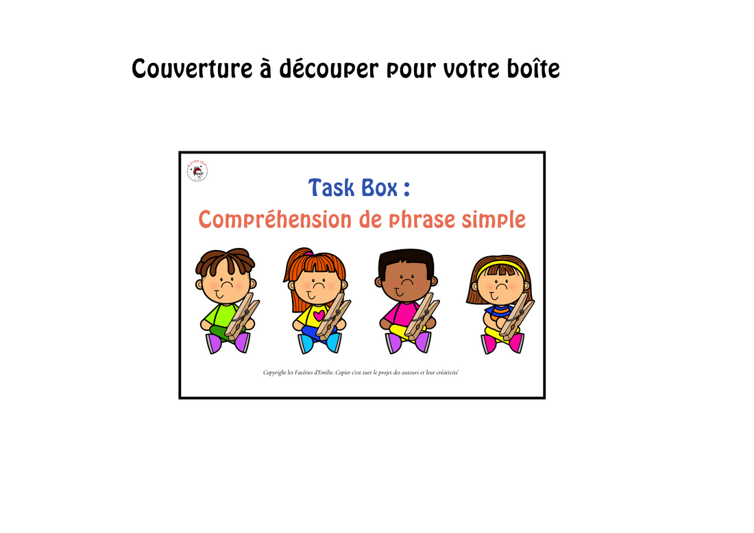 Cartes à Pince compréhension de phrase simple + CAA