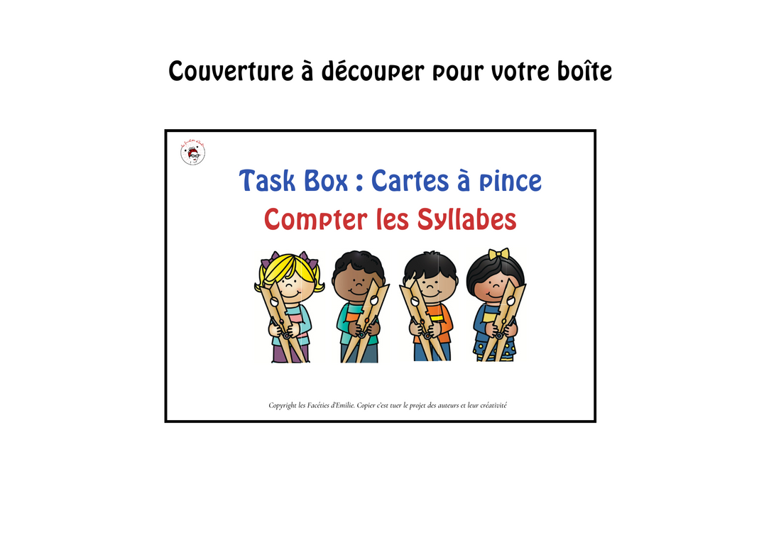 Phonologie : Task Box Cartes à Pince compter les Syllabes